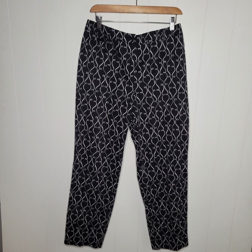 Talbots Ankle Pants Womens Size 12 Black White Summer Preppy Stretch Casual